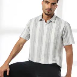 Men Striped Slim Fit Shirt with Patch Pocket-image-86