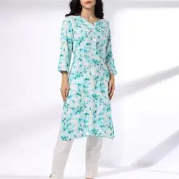 Women Leaf Print Straight Kurta-image-52