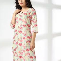 Women Floral Print Straight Kurta-image-88