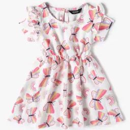 Girls Printed Fit & Flare Dress-image-71