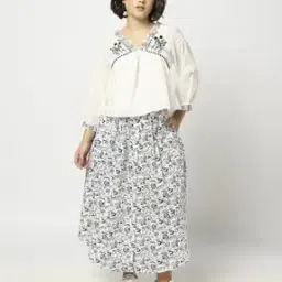 Women Floral Print Flared Cotton Skirt with Insert Pockets-image-72