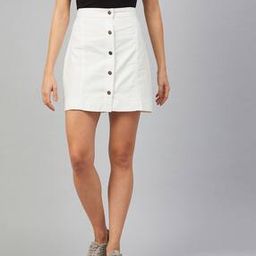 Button-Down A-line Skirt with Panels-14