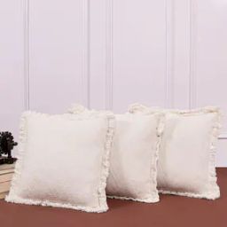 Pack of 3 Cotton Cushion Cover with Fringe Lace-26