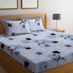 Geometric Print King Size Bedsheet with 2 Pillow Covers-13