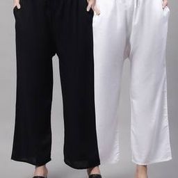 jinfo Pack of 2 Women Palazzos with Drawstrings & Insert Pockets-picture-1