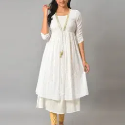 Printed Fit & Flare Jacquard Dress-image-2