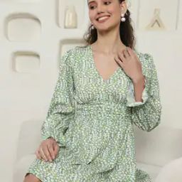 Shein Bohemian Ruched Waist Full-length Bishop Sleeves Empire Dress-image-21