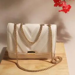 Textured Shoulder Bag with Chain Straps-image-4