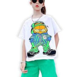 Girls Garfield Print Top & Shorts Set-image-30