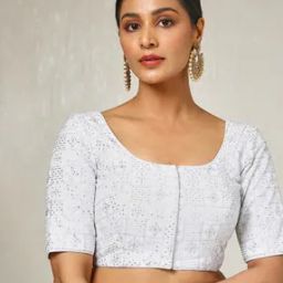 Women Embroidery Back Open Blouse-picture-16