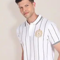 Slim Fit Striped Polo T-Shirt with Placement Logo-picture-42