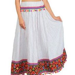Embroidered Flared Maxi Skirt-37