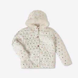 Foil Print Puffer Jacket with Hood-image-20