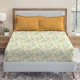 144 TC Printed Double Bedsheet with Pillow Cover-12