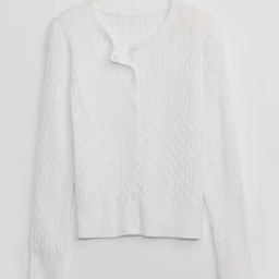 Cable-Knit Round-Neck Cardigan-image-86