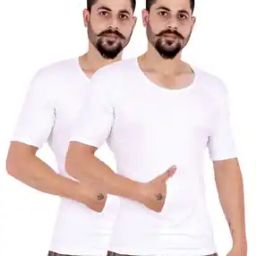 Men Pack of 2 Scoop-Neck Half-Sleeve Vests-21