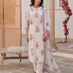 Women Floral Print Straight Kurta with Pants & Dupatta-image-66