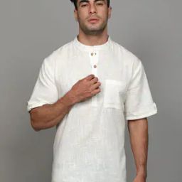 Textured Short Kurta with Patch Pocket-15