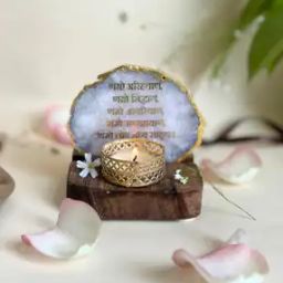 Namokar Mantra Agate with Wood Tea Light Holder-48