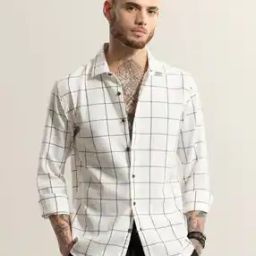 Grid Block Checked Relaxed Fit Shirt-image-18