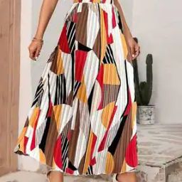 Women Printed Pleated A-Line Skirt-image-30