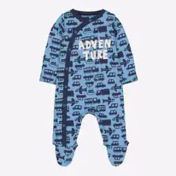 Printed Cotton Sleepsuit with Typography-image-40