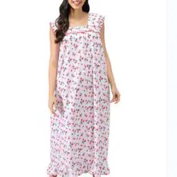 Floral Print Square-Neck Nightgown-image-95