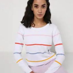 Striped Pullover with Ribbed Hemline-image-11
