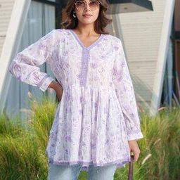 Women Floral Print Flared Tunic-image-72