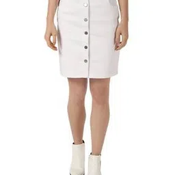 Solid Denim Straight Skirt-picture-16