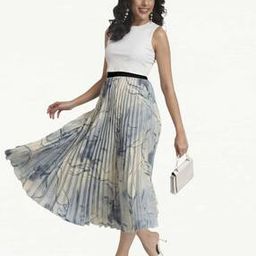 Women Floral Print Flared Skirt-picture-38