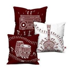 Set of 3 Printed Square Cushion Covers 12" x 12"-21
