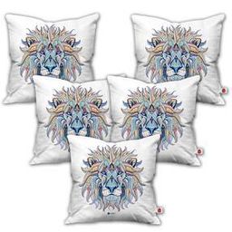 Set of 5 Graphic Print Square Cushions-35