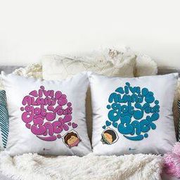 Set of 2 Typographic Print Cushion Covers 12" x 12"-32