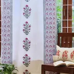 Floral Print Door Curtain with Eyelet Header-image-41