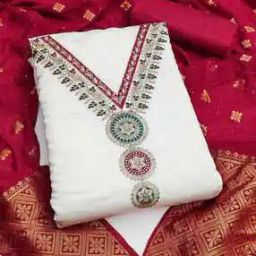 Women Embroidered Unstitched Top Bottom Dress Material with Dupatta-image-63