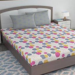 120 TC Uneven Hexacone King Size Bedsheet with 2 Pillow Covers-53