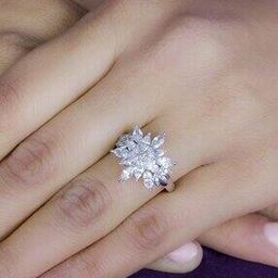 925 Sterling Silver American Diamond Flower Design Cluster Ring-image-5