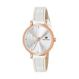 crestello Women CR-RG103-WHT Analogue Watch with Leather Strap-picture-1