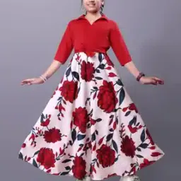 Girls Printed Fit & Flare Dress-image-41