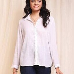 Women Crinkle Shirt with Spread Collar-image-40