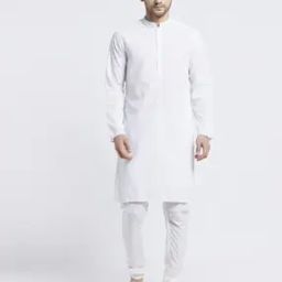 Embroidered Slim Fit Kurta with Band Collar-image-21