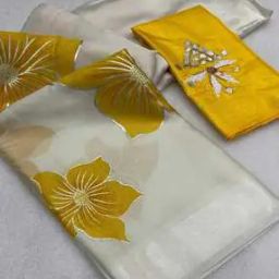 Women Floral Print Organza Saree-image-41