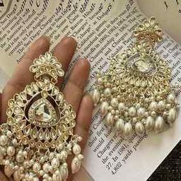 Women Stone-Studded Dangler Earrings-image-11