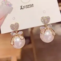 Gold-Plated Stone-Studded Drop Earrings-image-93