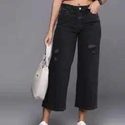 Light-Distress Wide Leg Crop Jeans-image-46