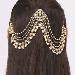 Women Gold-Plated Beaded Sheeshphool-picture-13