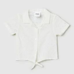 Girls Embroidered Schiffli Shirt-Styled Top-image-18