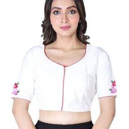 Floral Embroidered Front-Open Blouse-52