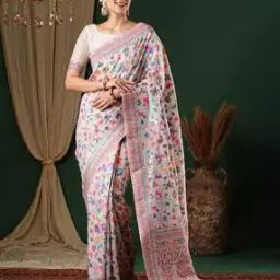 Floral Print Woven Saree-image-45